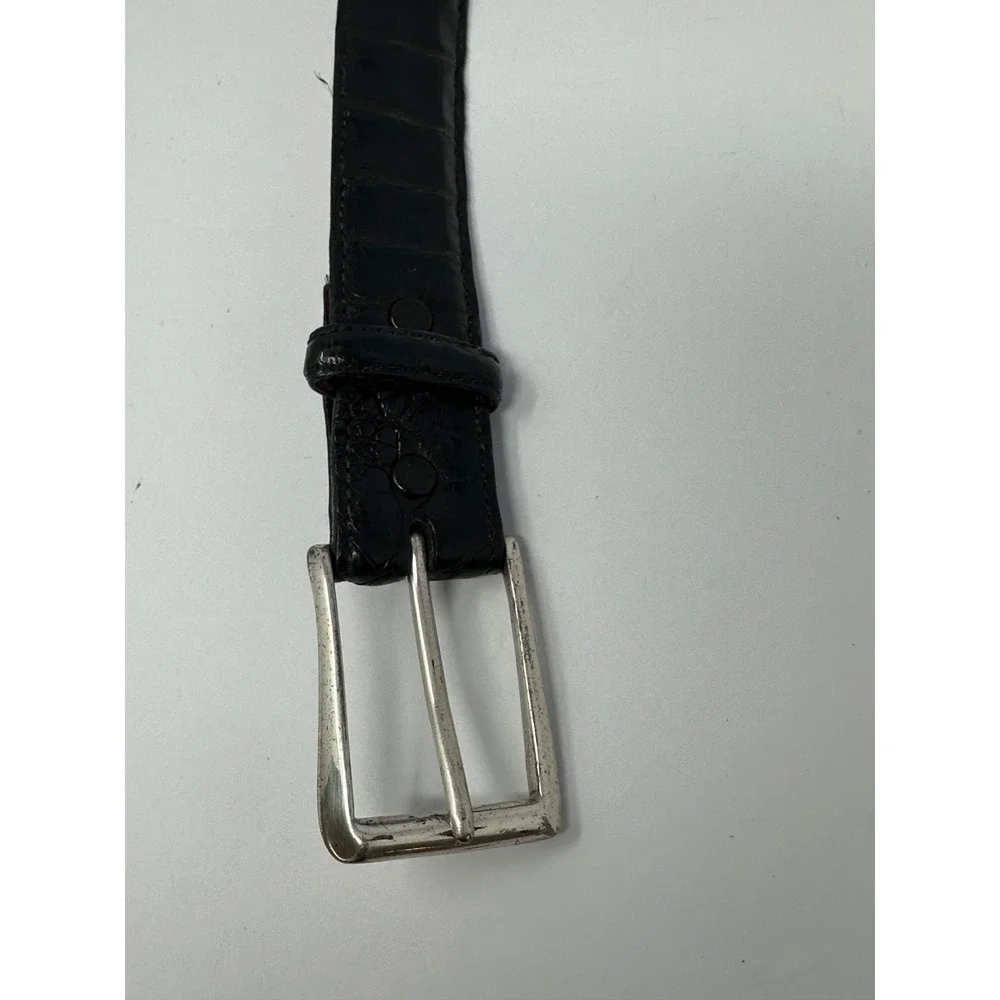 Torino Leather Genuine South American Crocodile Belt Mens Sz 42 Black V5